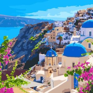 Mar Egeo - Santorini al óleo