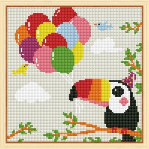 Tucan Colorido en diamond painting 20x20 cm